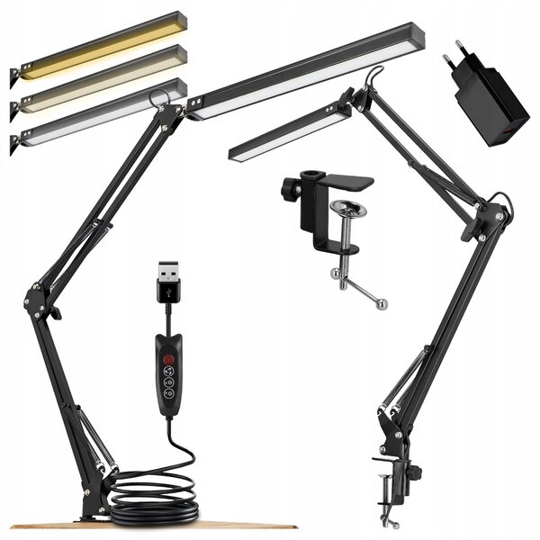 Smart LED LED stolná stmievateľná lampa CCT 10W 300Lm USB čierna farba