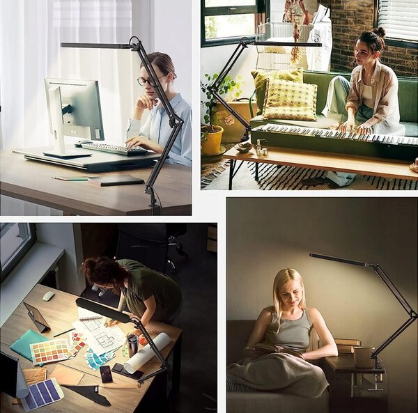 Smart LED LED stolná stmievateľná lampa CCT 10W 300Lm USB čierna farba