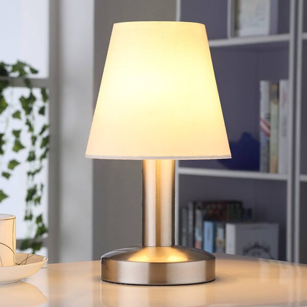 Nočná lampa Hanno biely textilný odtieň sada 2, Biela / opálová, Spálňa, Textil / látka / hodváb, Moderný, Stojacie svietidlo