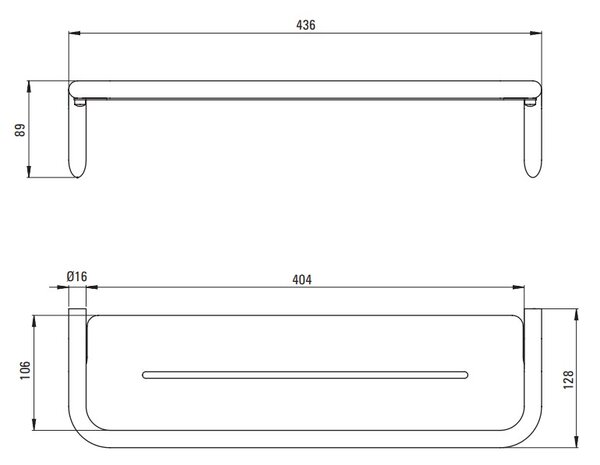 Deante Silia, nástenná polička 436x124x89 mm, chrómová, DEA-ADI_0511