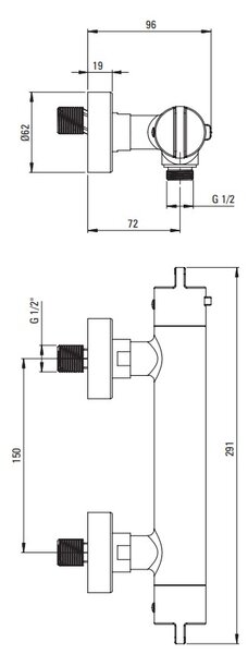 Deante Cascada, termostatická sprchová batéria, titánová, DEA-BCH_D4BT