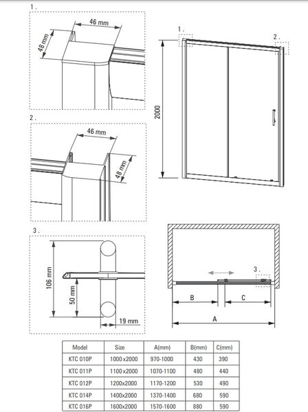 Deante Cynia, posuvné sprchové dvere 110x200 cm, 6mm číre sklo, chrómový profil, DEA-KTC_011P