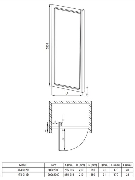 Deante Jasmin Plus, 1-krídlové sprchové dvere 80x200 cm, 5mm číre sklo, chrómový profil, DEA-KTJ_012D