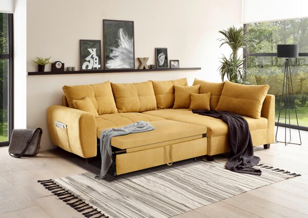 ROHOVÁ SEDAČKA, textil, kompozitné drevo, žltá MID.YOU - Sedačky, Online Only