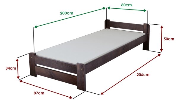 Posteľ Emily 80 x 200 cm, orech Rošt: S lamelovým roštom, Matrac: Matrac SOMMERA 18 cm