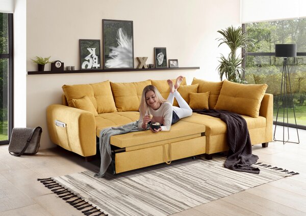 ROHOVÁ SEDAČKA, textil, kompozitné drevo, žltá MID.YOU - Sedačky, Online Only