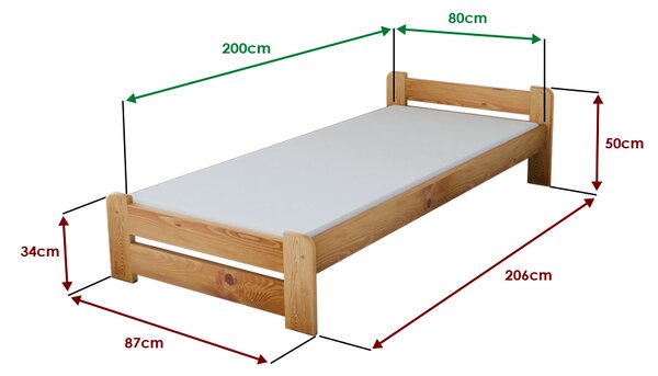 Posteľ Emily 80 x 200 cm, jelša Rošt: Bez roštu, Matrac: Bez matraca
