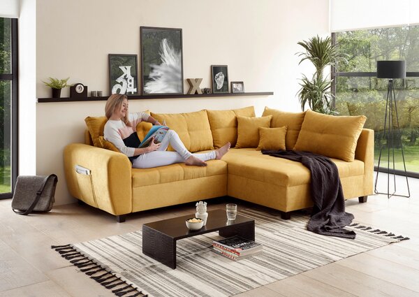 ROHOVÁ SEDAČKA, textil, kompozitné drevo, žltá MID.YOU - Sedačky, Online Only