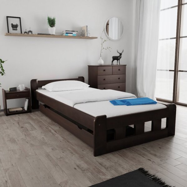 Posteľ Naomi zvýšená 90 x 200 cm, orech Rošt: S latkovým roštom, Matrac: Matrac DELUXE 10 cm