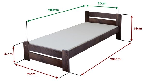 Posteľ Laura 90 x 200 cm, orech Rošt: Bez roštu, Matrac: Bez matraca
