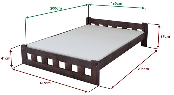 Posteľ Naomi zvýšená 160 x 200 cm, orech Rošt: Bez roštu, Matrac: Bez matraca