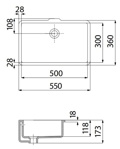 Deante Temisto, zapustené keramické umývadlo 500x300x173 mm, biela lesklá, DEA-CDT_6U5U