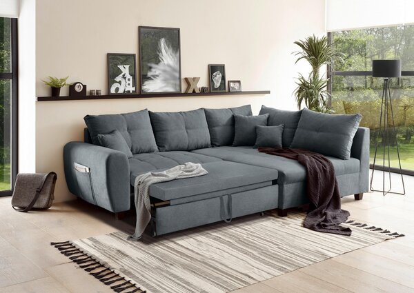 ROHOVÁ SEDAČKA, textil, kompozitné drevo, antracitová MID.YOU - Sedačky, Online Only