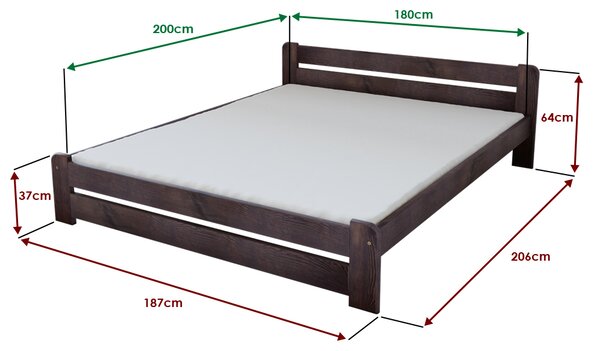 Posteľ Laura 180 x 200 cm, orech Rošt: Bez roštu, Matrac: Bez matraca