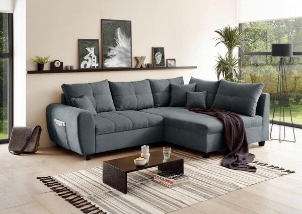 ROHOVÁ SEDAČKA, textil, kompozitné drevo, antracitová MID.YOU - Sedačky, Online Only