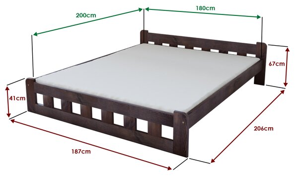 Posteľ Naomi zvýšená 180 x 200 cm, orech Rošt: Bez roštu, Matrac: Bez matraca