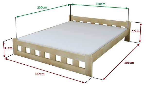Posteľ Naomi zvýšená 180 x 200 cm, borovica Rošt: S latkovým roštom, Matrac: Matrac DELUXE 10 cm