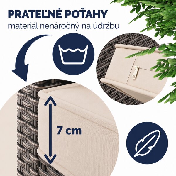 Ratanová zostava Sedan I. - krémová/béžové podušky
