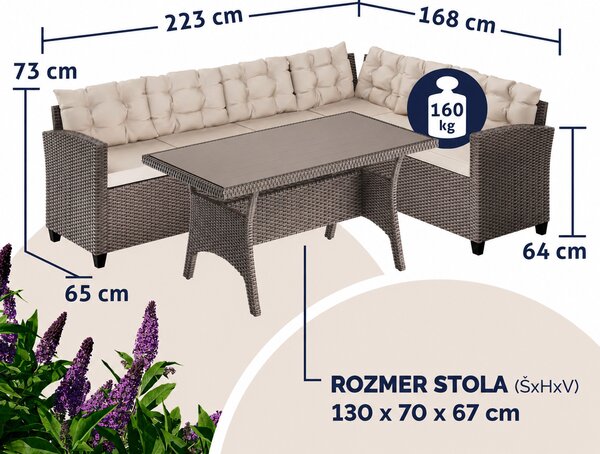 Ratanová zostava Sedan I. - krémová/béžové podušky