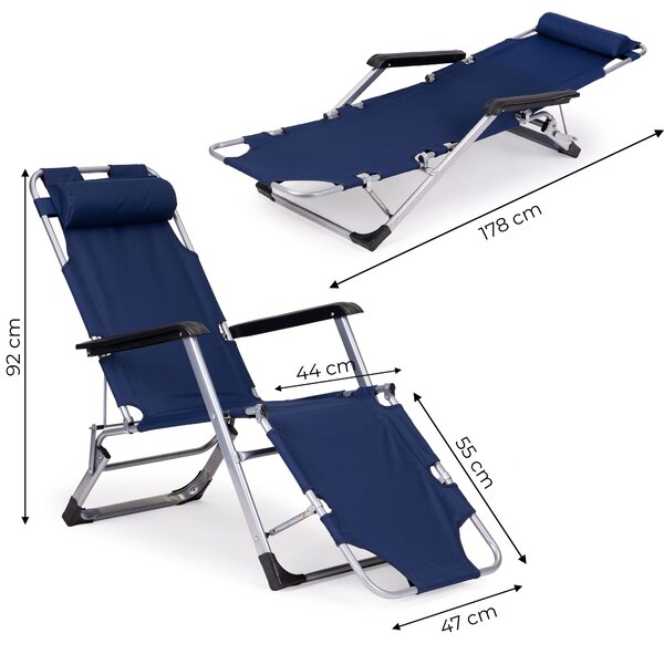 ModernHome Záhradné relaxačné kreslo 2v1- modré
