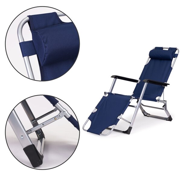 ModernHome Záhradné relaxačné kreslo 2v1- modré