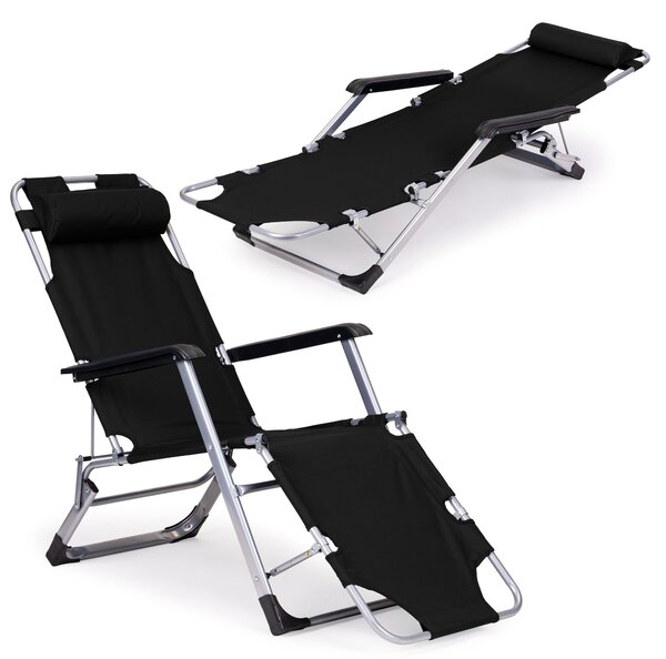 ModernHome Záhradné relaxačné kreslo 2v1- čierne