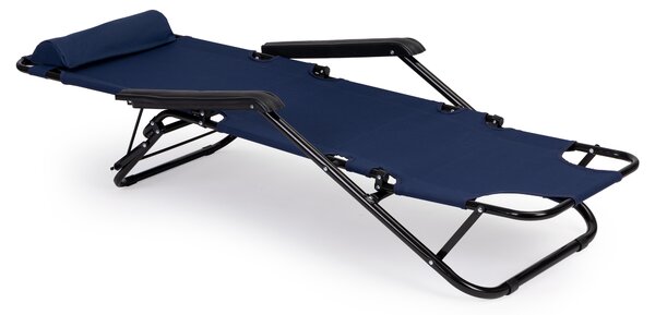 ModernHome Záhradné relaxačné kreslo s opierkou hlavy - modré
