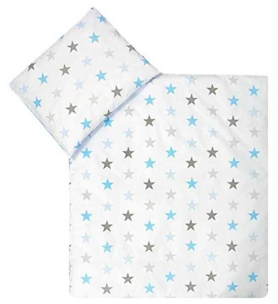 2-dielne Hviezdičky modré obliečky do postieľky + Vankúšik a perinka