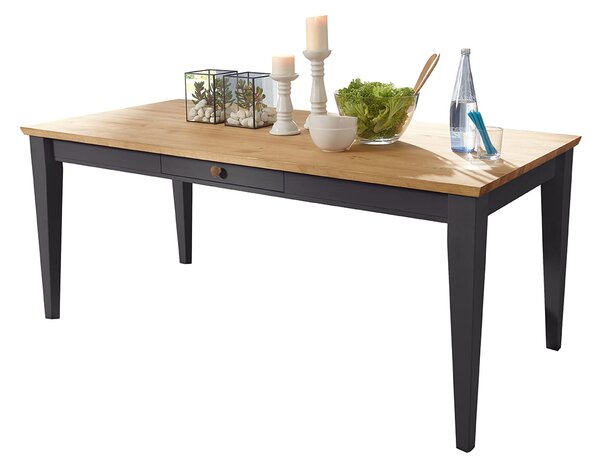 Stôl, borovica, farba grafit - dub, séria Marone, rozmer 90 x 180 cm
