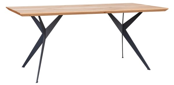 Stôl na kovových nohách, dub, farba prírodný dub, séria Caserta, rozmer 90 x 180 cm