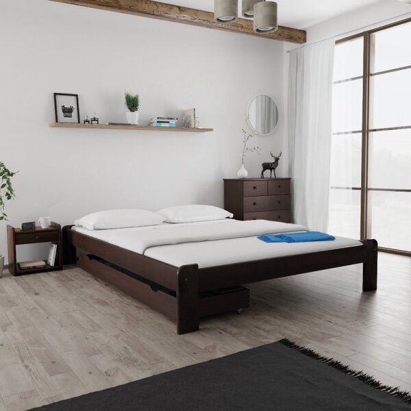 Posteľ Ada 140 x 200 cm, orech Rošt: S latkovým roštom, Matrac: Matrac DELUXE 10 cm