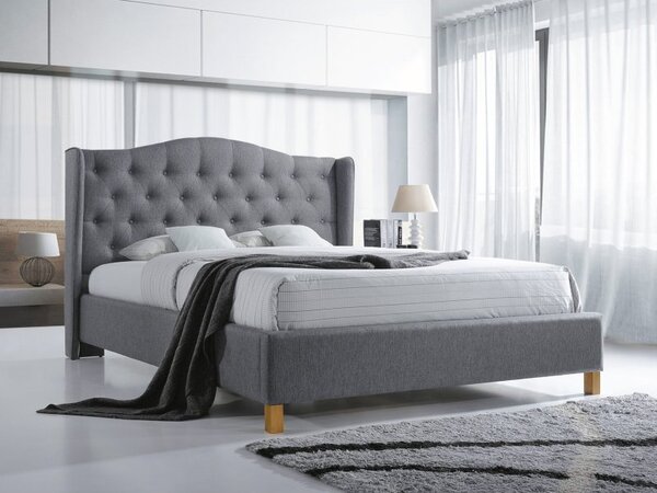 Sivá čalúnená posteľ ASPEN 160 x 200 cm Matrac: Matrac Somnia 17 cm