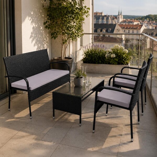 Set záhradného nábytku 4-dielny Avenberg PARIS, čierna