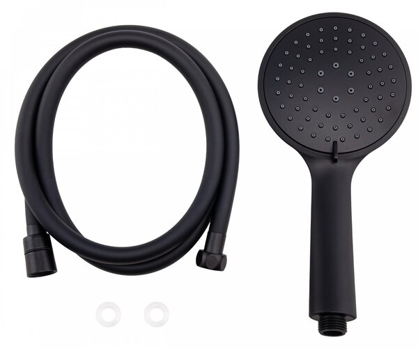 Erga Wemi, 3-funkčná ručná sprcha s hadicou 150 cm, 12,5 × 14 cm, čierna matná, ERG-YKA-BP.WEMI-BLK