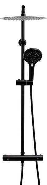 Erga Bergen, sprchový set s termostatickou batériou a dažďovou sprchou 30 cm, čierna matná, ERG-YKA-BP.BERGEN THERM 30 BLK