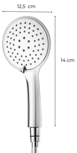 Erga Wemi, 3-funkčná ručná sprcha s hadicou 150 cm, 12,5 × 14 cm, chrómová, ERG-YKA-BP.WEMI-CHR