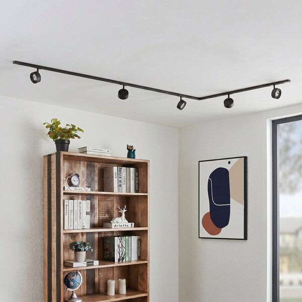 Stropné Lampa Lindby, Linaro, Čierna, Pracovňa, Kov, Moderný