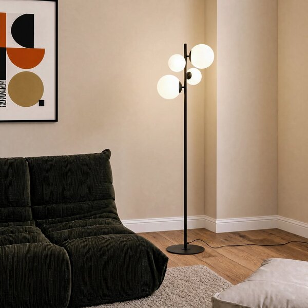 Stojacie Lampa ALDEX, Dione, Čierna, Obývacia izba, Sklo, Moderný