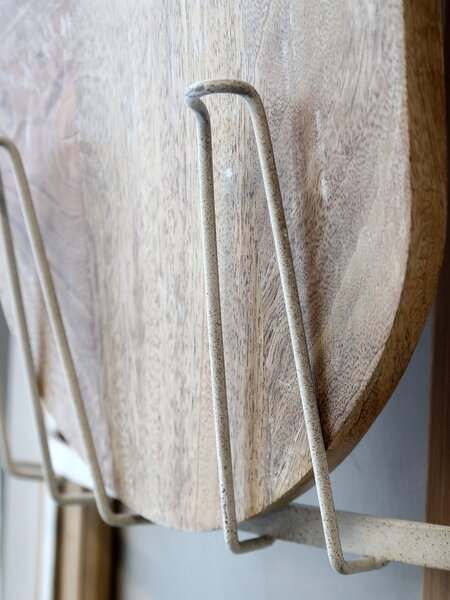 Krémová antik dreveno-kovová nástenná polička s háčikmi Old Shelf - 40*15*90 cm - Chic Antique