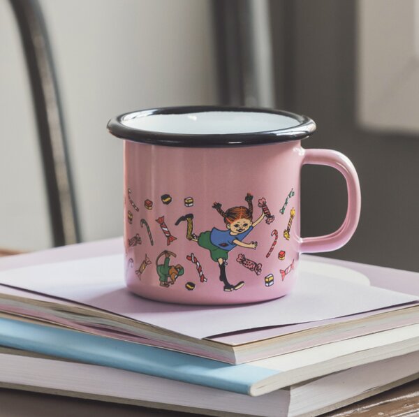 Muurla Hrnček Pippi Candy 2,5 dl, smalt / ružový