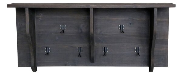 Hnedá drevená polička s háčikmi Bourseiller - 99*18*45 cm - Chic Antique