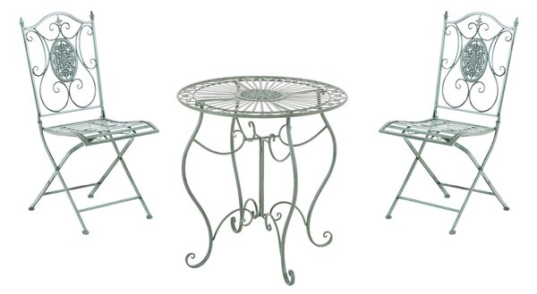 Súprava kovových stoličiek a stola Aldeano (SET 2+1) - Zelená antik