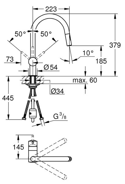 GROHE Minta - Páková drezová batéria, chróm 32321002