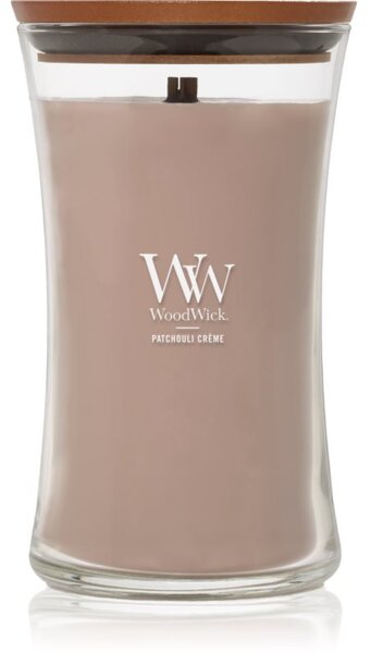 Woodwick Opulent Wood Patchouli Creme vonná sviečka s dreveným knotom 609.5 g