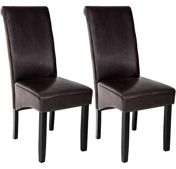 Tectake 401294 2 jedálenské stoličky ergonomické, masívne drevo - cappuccino
