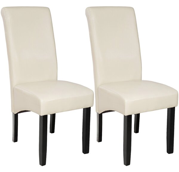 Tectake 401295 2 jedálenské stoličky ergonomické, masívne drevo - krémová