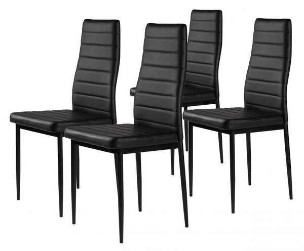 Sada 4 elegantných stoličiek v čiernej farbe s nadčasovým dizajnom Čierna