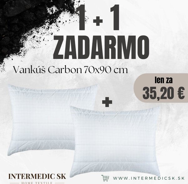 INTERMEDIC SK Vankúš Antistress Carbon 70×90 cm – antialergický, antistresový, 1+1 ZADARMO