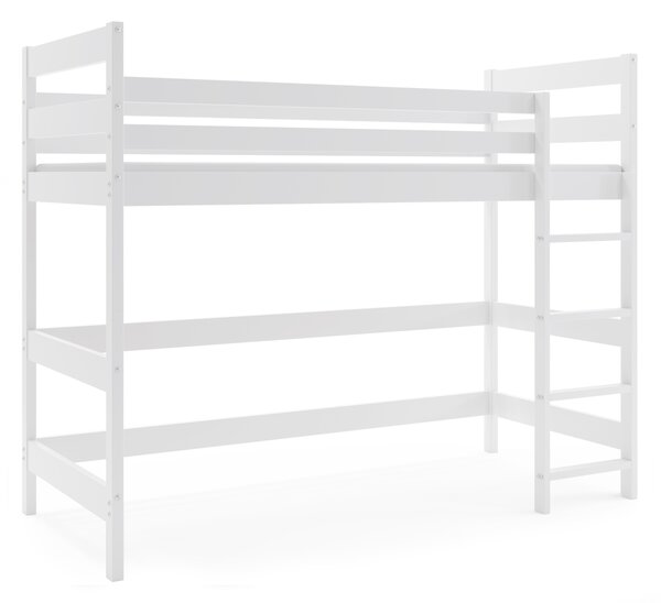 HRUŠKA Vyvýšená posteľ z masívu ANTRESOLA 200×90 cm – biela