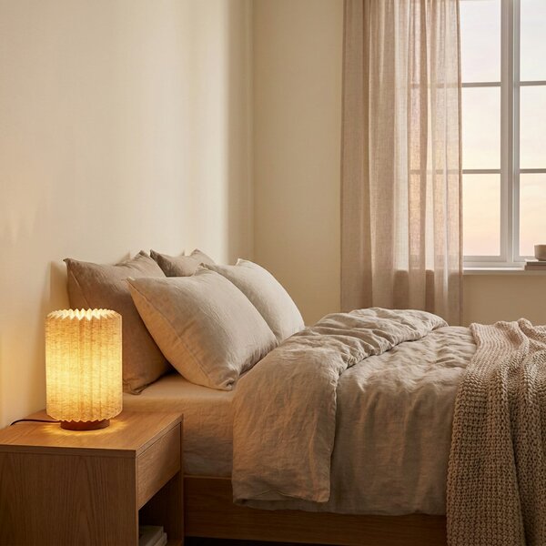 Stolové Lampa Lindby, Maveo, Sivá, Obývacia izba, Tkanina / Textil, Škandinávsky